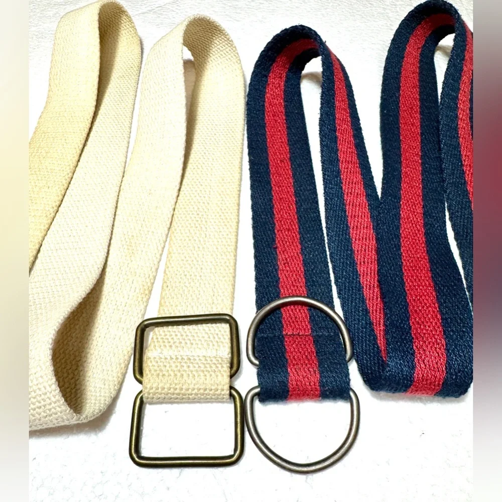 Belt Set of Two Canvas Belts with Buckles Versatile Adjustable